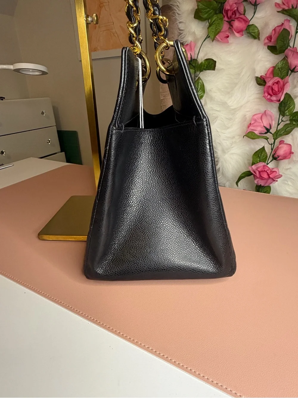 Chanel Vintage Grand Shopping Tote GST Black Caviar Gold Hardware 5 Series COA